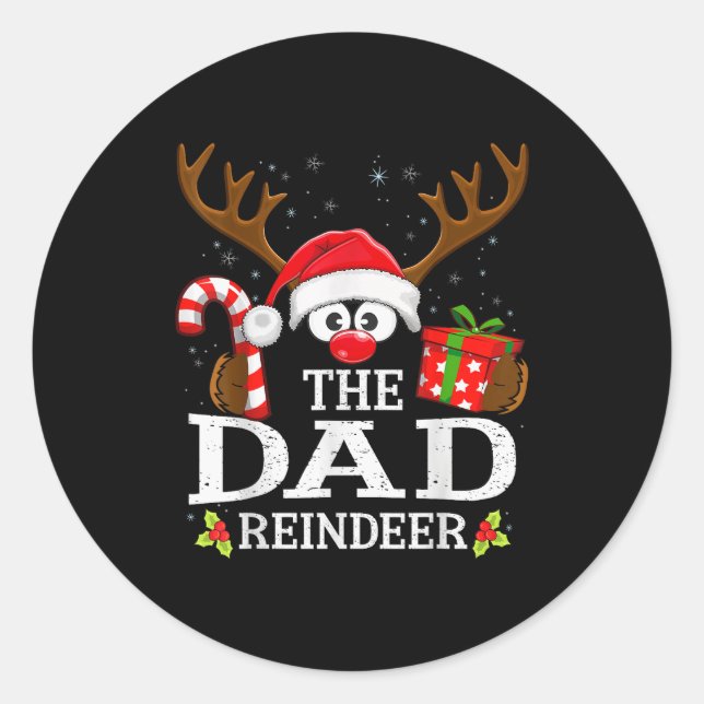 Christmas Matching The Dad Reindeer Family  Classic Round Sticker (Front)