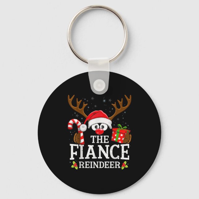 Christmas Matching The Fiance Reindeer Family  Keychain (Front)