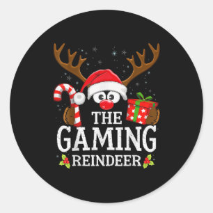 Christmas Matching The Gaming Reindeer Family  Classic Round Sticker