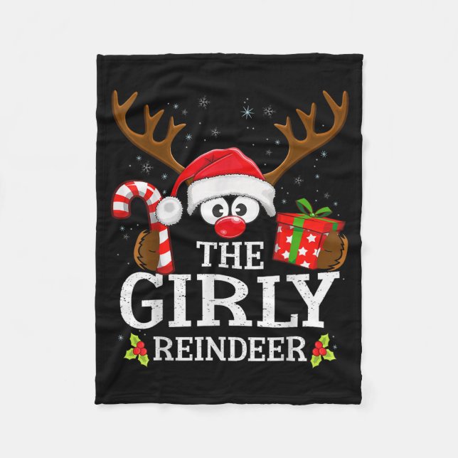 Christmas Matching The Girly Reindeer Family  Fleece Blanket (Front)