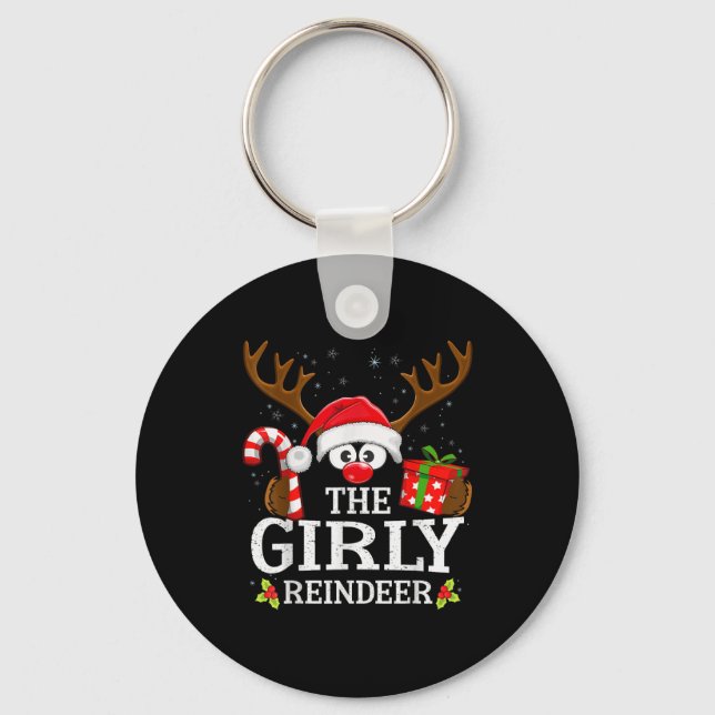 Christmas Matching The Girly Reindeer Family  Keychain (Front)