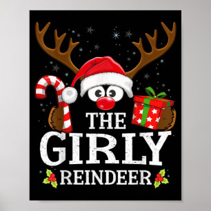 Christmas Matching The Girly Reindeer Family Poster