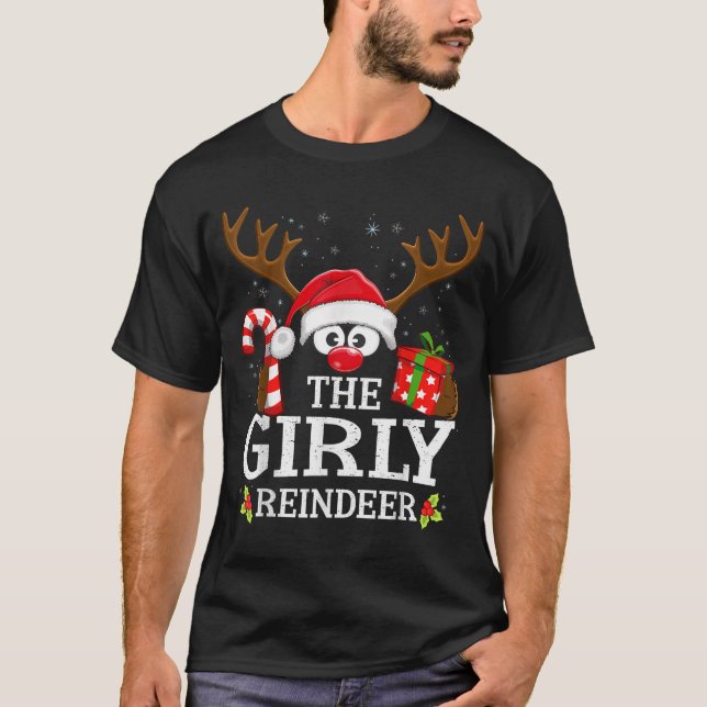 Christmas Matching The Girly Reindeer Family  T-Shirt (Front)