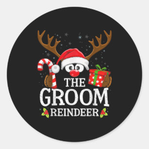 Christmas Matching The Groom Reindeer Family Classic Round Sticker