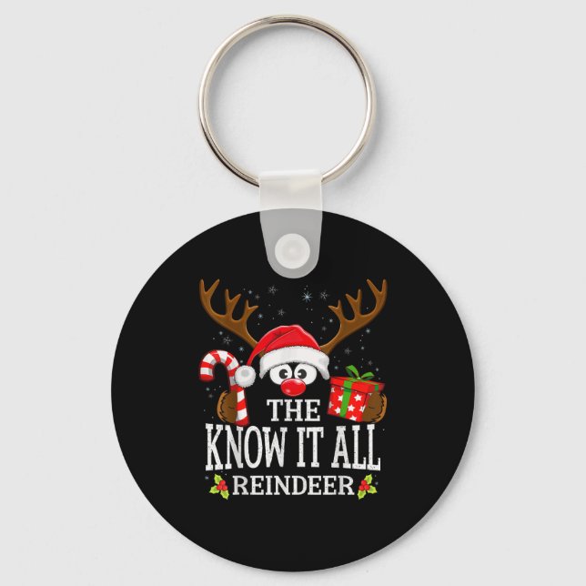 Christmas Matching The Know It All Reindeer Family Keychain (Front)