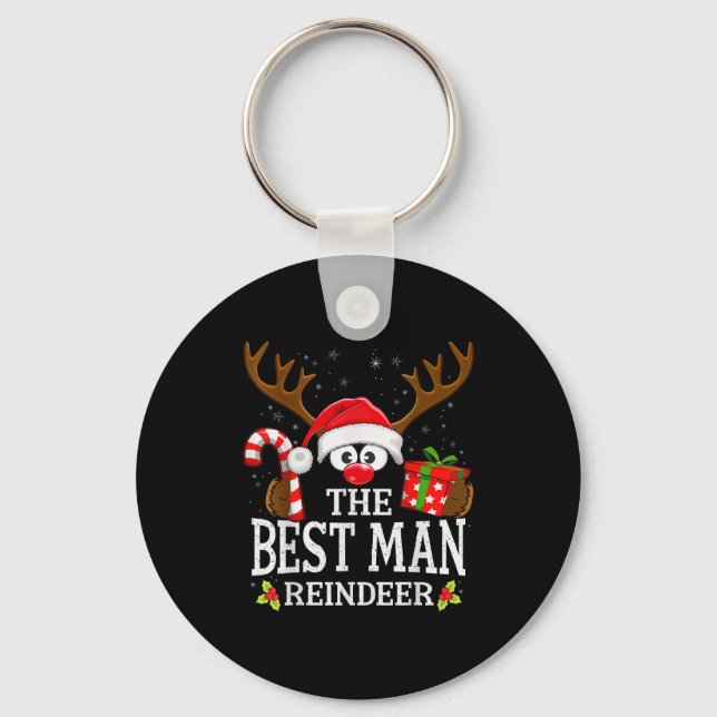 Christmas Matching The Man Reindeer Family  Keychain (Front)