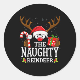 Christmas Matching The Naughty Reindeer Family Classic Round Sticker