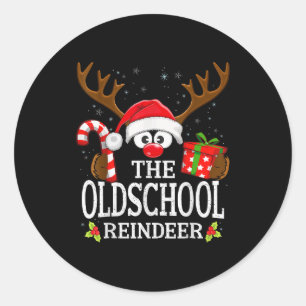 Christmas Matching The Oldschool Reindeer Family  Classic Round Sticker