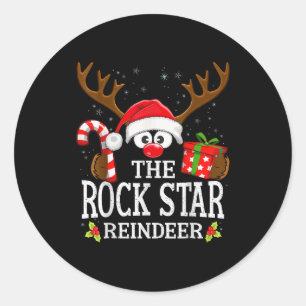 Christmas Matching The Rock Star Reindeer Family Classic Round Sticker