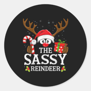 Christmas Matching The Sy Reindeer Family  Classic Round Sticker