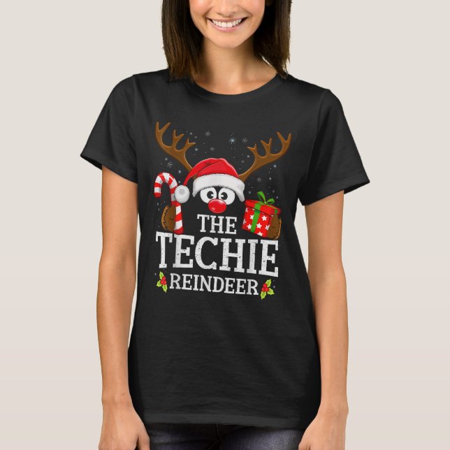 Christmas Matching The Techie Reindeer Family  T-Shirt (Front)