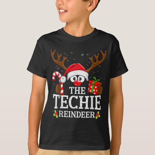 Christmas Matching The Techie Reindeer Family  T-Shirt (Front)