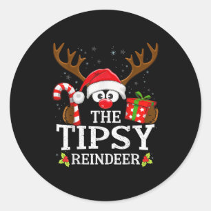Christmas Matching The Tipsy Reindeer Family Classic Round Sticker