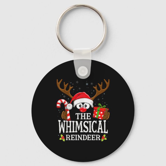 Christmas Matching The Whimsical Reindeer Family  Keychain (Front)