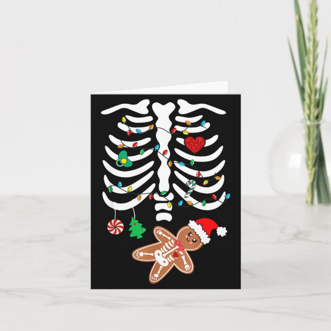 Christmas Maternity Pregnancy Gingerbread Skeleton Card (Front)