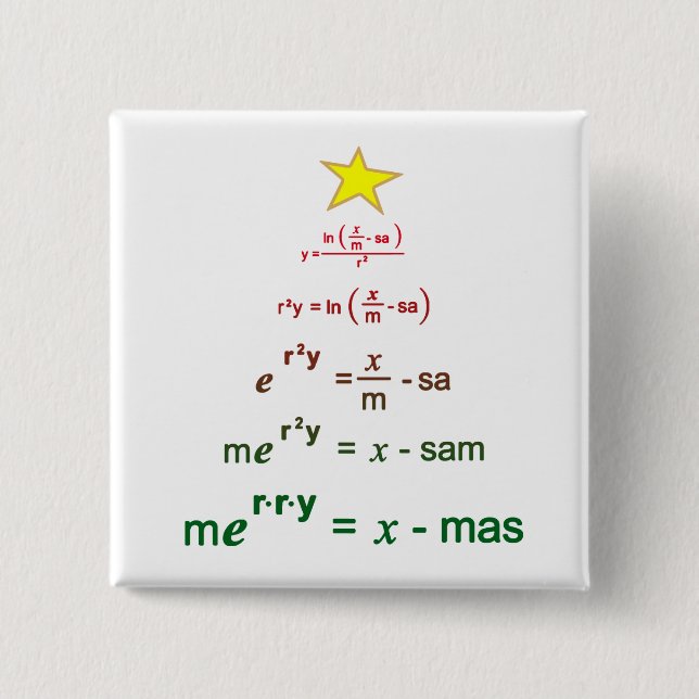 Christmas Math 2 Inch Square Button (Front)