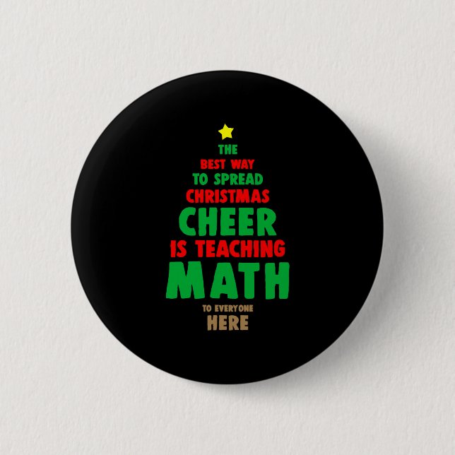 Christmas Math Teacher 2 Inch Round Button (Front)