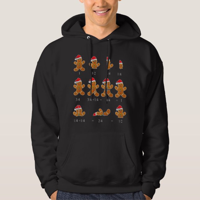 Christmas Math Teacher Fraction Gingerbread Cookie Hoodie (Front)