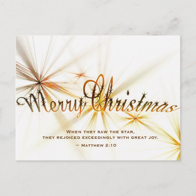 Christmas Matthew 2:10 Bible Modern Star Design Postcard (Front)