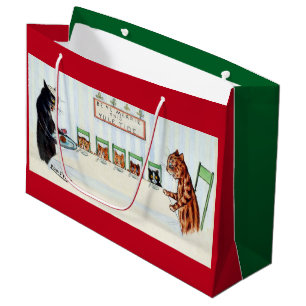 Christmas meal, Louis Wain Large Gift Bag