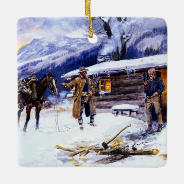 “Christmas Meat” by Charles M Russell Ceramic Ornament (Front)