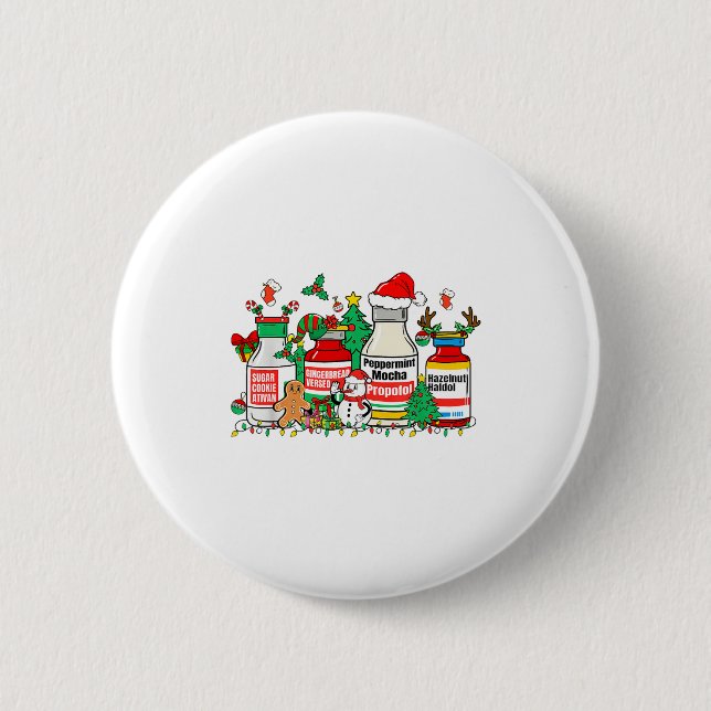 Christmas Medication Bottles Funny Nurse Humor  2 Inch Round Button (Front)