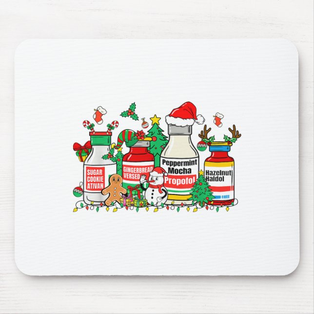 Christmas Medication Bottles Funny Nurse Humor  Mouse Pad (Front)