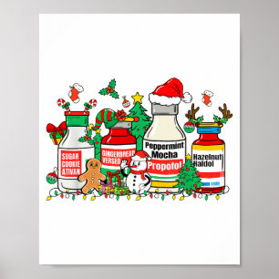 Christmas Medication Bottles Funny Nurse Humor  Poster