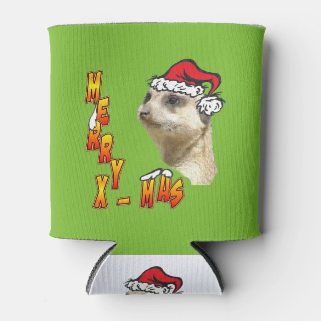 Christmas Meerkat Customizable Can Cooler (Front)