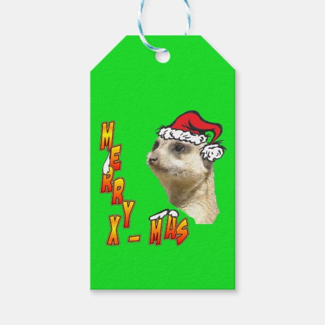 Christmas Meerkat Customizable Gift Tags (Front)