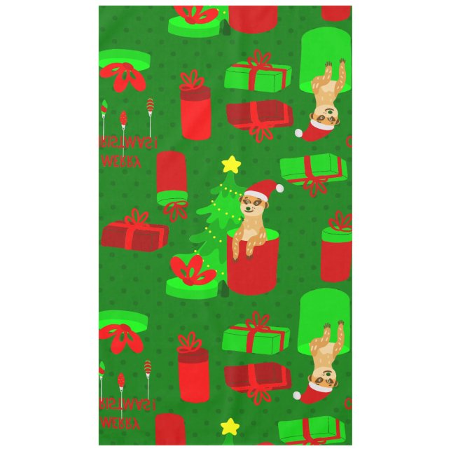 christmas meerkat santa funny mongoose  tablecloth (Front)