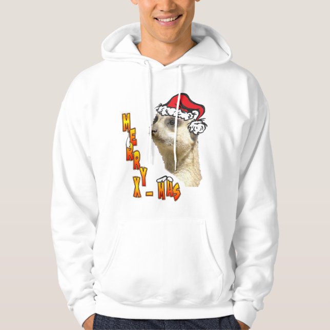 Christmas Meerkat Santa Hooded Sweatshirt (Front)
