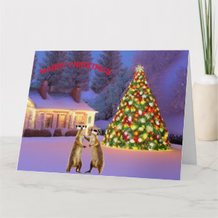  Christmas Meerkats Having Fun in The Snow Card