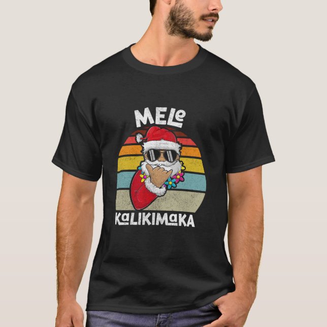 Christmas Mele kalikimaka Boy Apparel Shaka Santa  T-Shirt (Front)