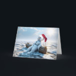 Christmas Melting Snowman Humour Card<br><div class="desc">A melting snowman sits on a log wearing a Santa Claus hat surrounded by melting ice and snow under a bright sun.</div>