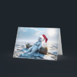 Christmas Melting Snowman Humour Card<br><div class="desc">A melting snowman sits on a log wearing a Santa Claus hat surrounded by melting ice and snow under a bright sun.</div>