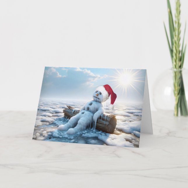 Christmas Melting Snowman Humour Card (Front)