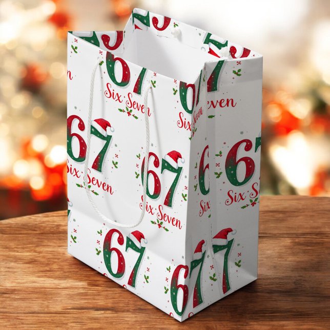 Christmas Meme Six Seven 67 6 7 Holiday Medium Gift Bag (Creator Uploaded)