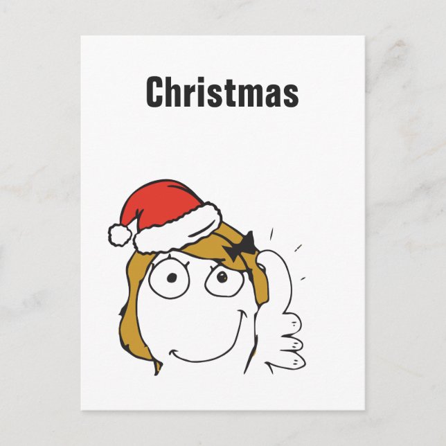 Christmas Memes Blonde Troll Custom text EDITABLE Holiday Postcard (Front)