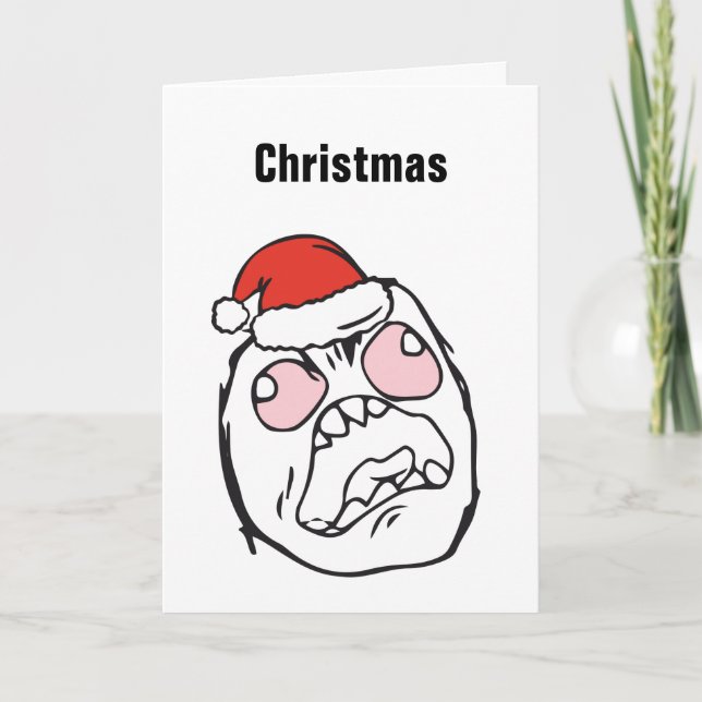 Christmas Memes Troll Mad PinkEyes Custom EDITABLE Holiday Card (Front)