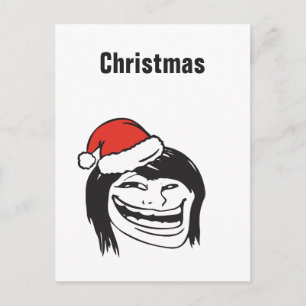 Christmas Memes Woman Troll Custom text EDITABLE Holiday Postcard