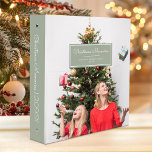 Christmas Memories Custom 2-Photo Sage Green Binder<br><div class="desc">Keep your holiday photos and memorabilia organized with this Christmas Memories binder. Easily replace the sample images on the front and back covers with two of your favourite photos. Customize the cover and spine with the text of your choice in white on a sage green background.</div>