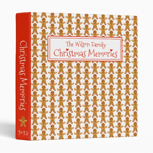 Christmas Memories, Cute Gingerbread Men Scrapbook Binder (Front/Spine)