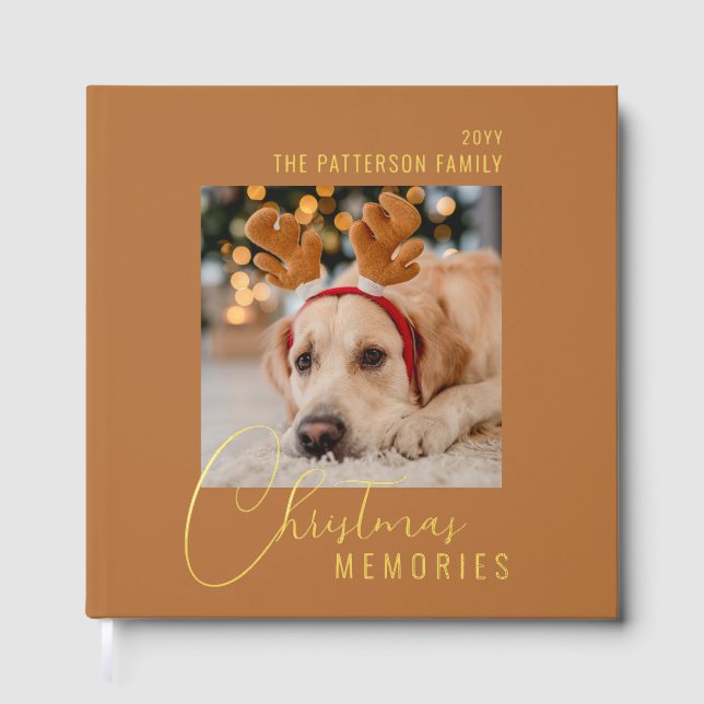 Christmas Memories Family Pet Photo Personalized Guest Book (Front)