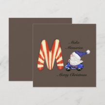 Christmas Memories Motor Scooter Gnome Candy Card