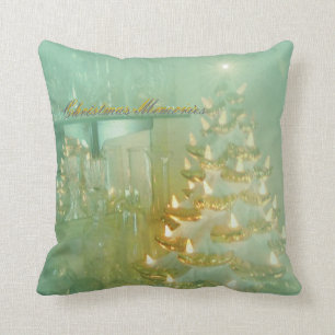 Christmas Memories Pillow in a light aqua turquois