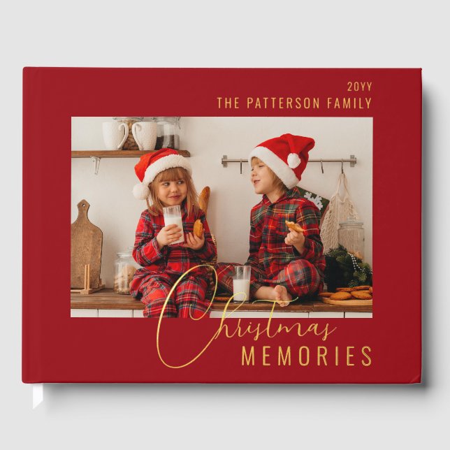 Christmas Memories Real Foil Family Photo Guest Book (Front)