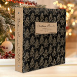 Christmas Memories Rustic Pine Tree Pattern Black Binder<br><div class="desc">Keep your holiday photos and memorabilia organized with this cozy Christmas Memories binder. The covers feature a rustic pattern of golden brown evergreen pine trees on a black background. Customize the cover and spine with the text of your choice in black on a golden brown background.</div>