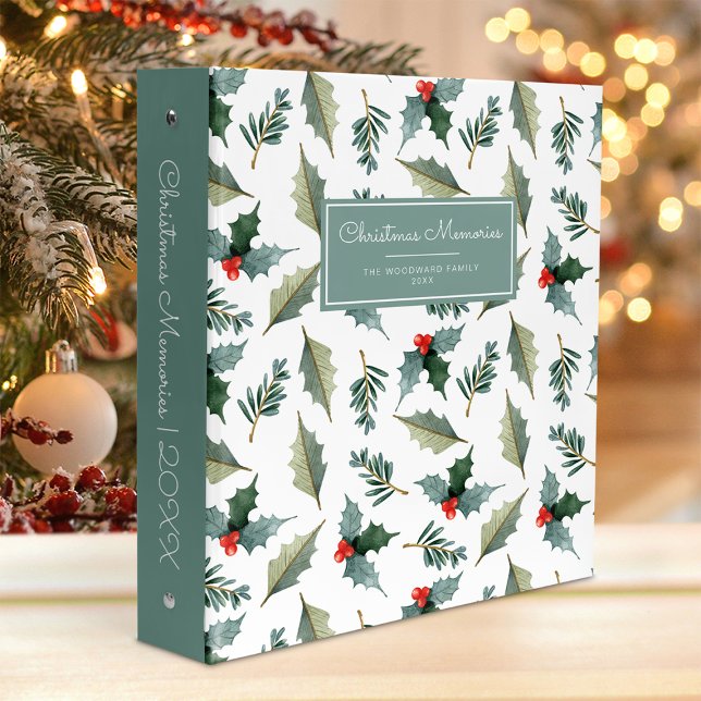Christmas Memories Watercolor Holly Pattern Binder (Creator Uploaded)