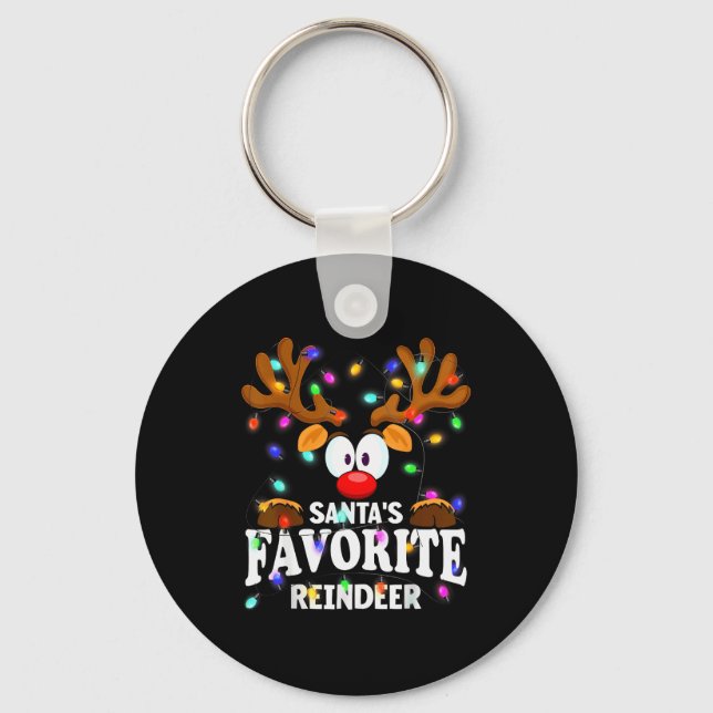 Christmas Men Women Santa's Favourite Reindeer  Keychain (Front)